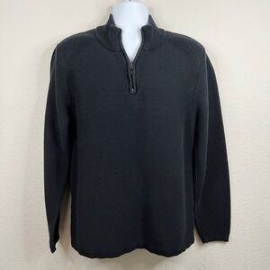 Flag & Anthem Pullover Sweater Men's Size XL Black Knit 1/4 Zip Long Sleeve